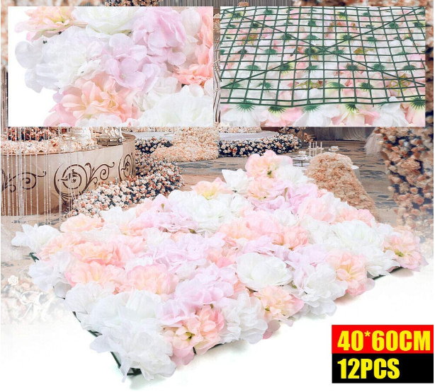 12x Künstliche Blumenwand Rosenwand DIY Hochzeit Straße Hintergrund Venue Decor