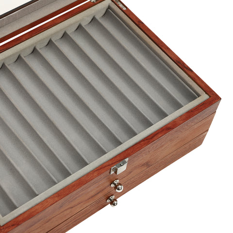 Geschenk 31x21x12.5cm Stifte Sammelbox - Stifthalterbox mit Vitrine, 3 Schichten Stifte Holzvitrine Stiftetui