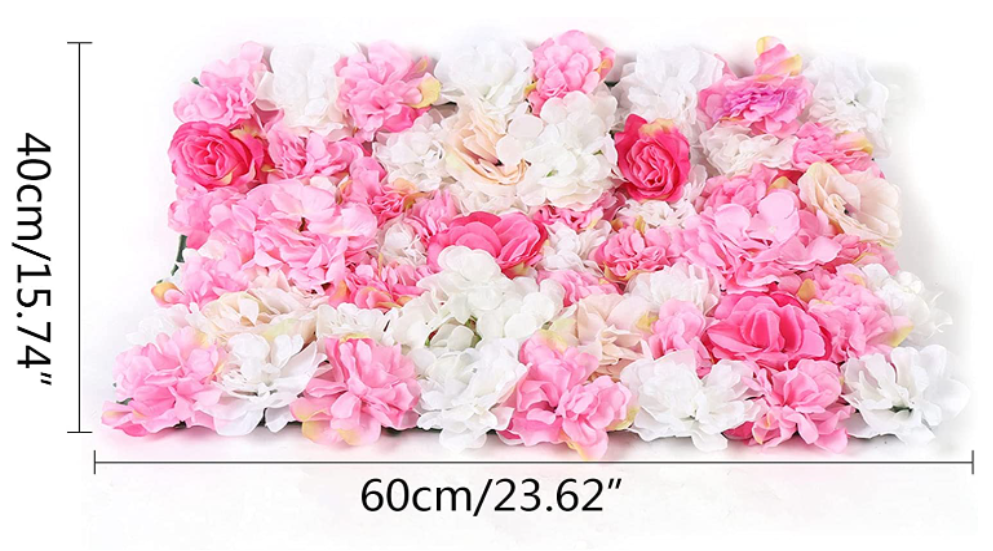 15 Stücke DIY Blume wandplatte künstliche Rose Hochzeit Dekoration Fotografie Hintergrund 40*60cm (dunkelrosa)