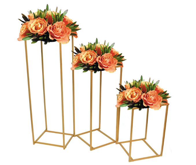3 Stück Blumenständer Metall 40/60/80cm Blumenrahmen Dekoration Geometrische Box Stand Eisen