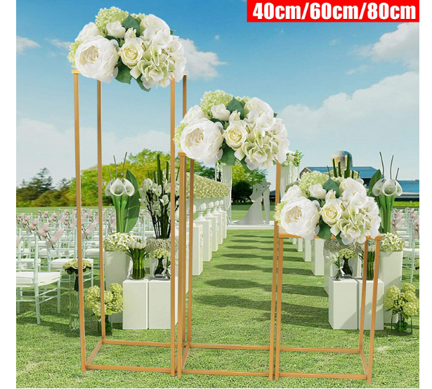 3 Stück Blumenständer Metall 40/60/80cm Blumenrahmen Dekoration Geometrische Box Stand Eisen
