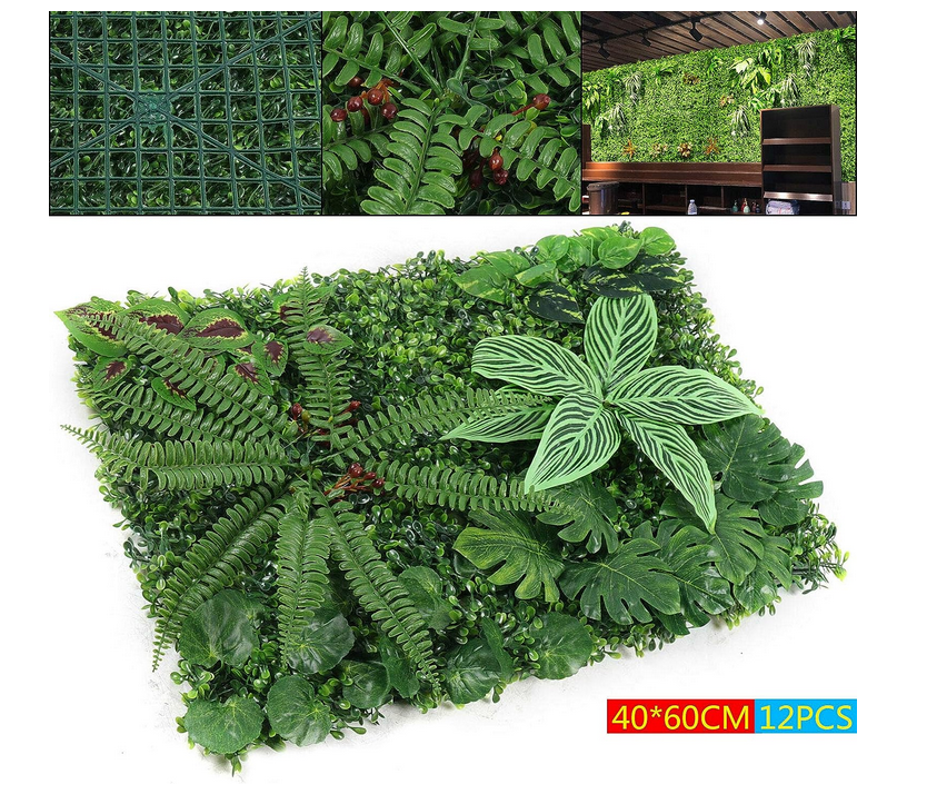 Künstliche Blattpflanzen Wand Pflanzenwand Sichtschutz Künstliche Pflanzen 60 * 40 cm (12 Stück)
