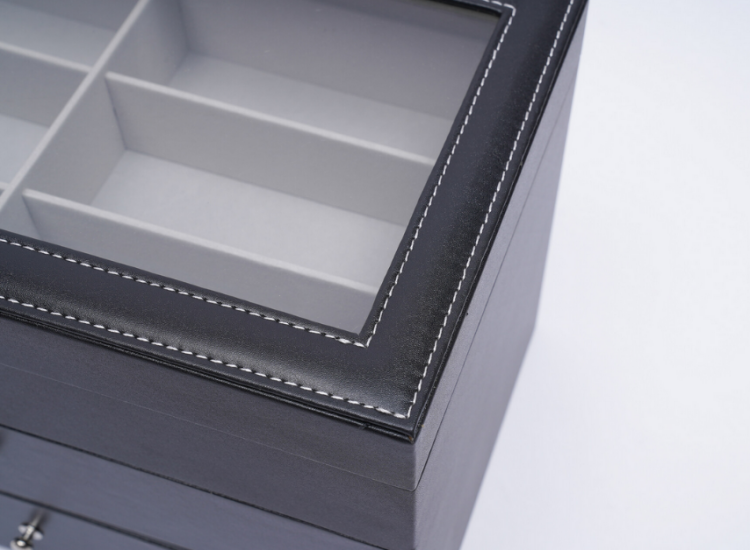 Geschenk 24 Slots Schmuckbox Geschenkbox, 3 Schichten Pu Leder Schmuckkasten