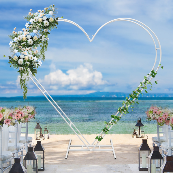 Wedding Arch Blumen Dekorativ Metall Herz Hintergrund Bogen für Hochzeit Geburtstag 205 CM Weiß Farbe