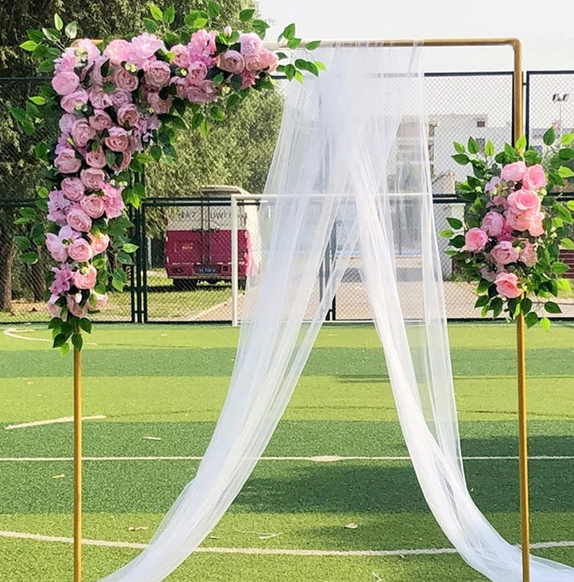 2 * 2.1m Hochzeit Bogen DIY Blume Ballon Rack Hintergrund Requisite Eisen Bogen Blumenständer für Hochzeit Party Dekor (Gold)