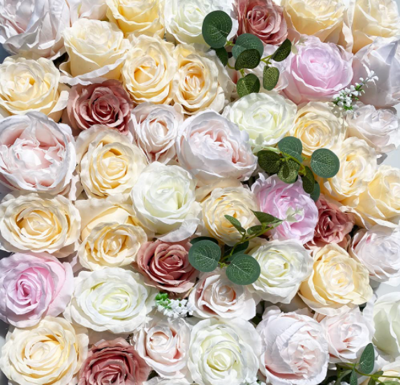 12 Stück 40*60cm Künstliche Blumenwand Rosenwand Fotohintergrund Seidenblume Blumenwandpaneele Rose Blume