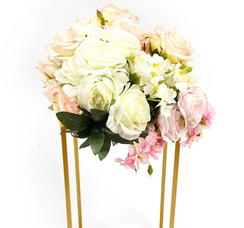 2X Hochzeitsbogen Blumenständer Kleiderständer Gold Prop Metall Kunst Geometrische Säule