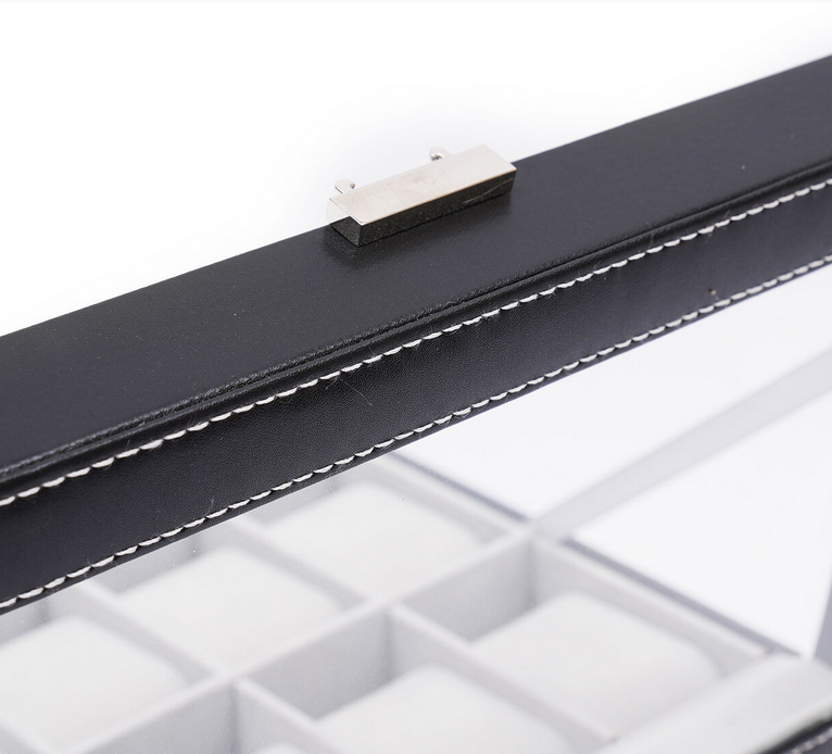 3 Schicht 12 Slots Männer Frauen Uhrenbox Uhrenschatulle Pu-Leder Schmuckschrank Schwarz