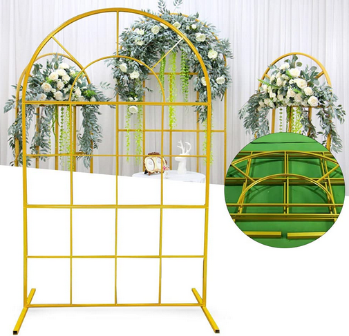 2M Hochzeitsbogen Gold Ballonbogen Traubogen Ballon Hochzeit Stander Tür Hochzeitszeremonie Blumenstand Metall Requisiten Bogen