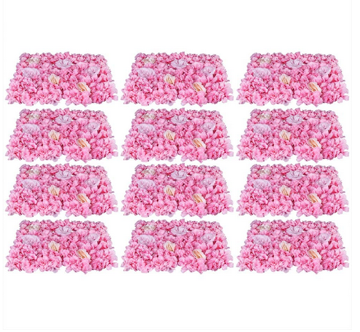 12x künstliche Blumenwand Rosenwand, DIY Hochzeitsstraße Hintergrund, Hintergrund künstliche Blumen für Dekoration, Hochzeit, Party