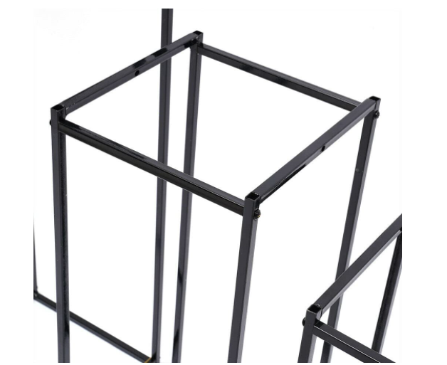 3PCS Quadrat Pflanzenständer Abnehmbarer Metallständer Blumentopf Bonsai Balkon Regal Schwarz