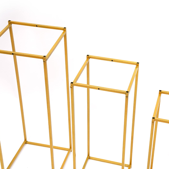 Metall Blumenständer 3 Stück Metallständer Hochzeitsdekoration Metall Tafelaufsatz Hochzeit Versorgung Pflanzenständer Blumenhalter Wohnzimmer und Terrasse (Gold)