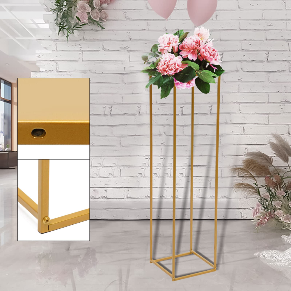 Blumenständer Metall Gold 100 Cm Hoch – Moderner Pflanzenständer Im Loft-Stil – Dekorative Pflanzensäule Für Wohnzimmer, Flur & Büro