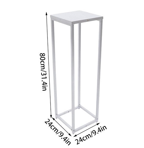 CNCEST Blumenständer Metallständer für Zimmerpflanzen Pflanzensäule Dekosäul Silber  (24*24*80cm)