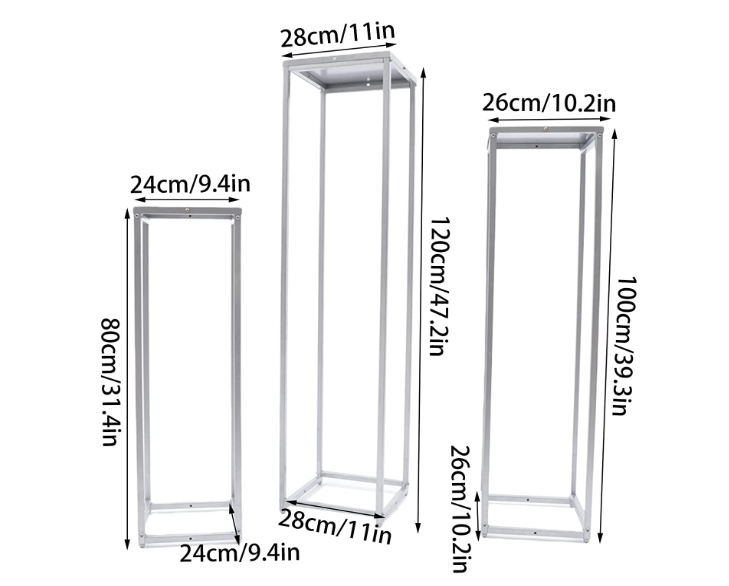 3Pcs Silber Metall Pflanzenstnder Blumenstnder | CNCEST