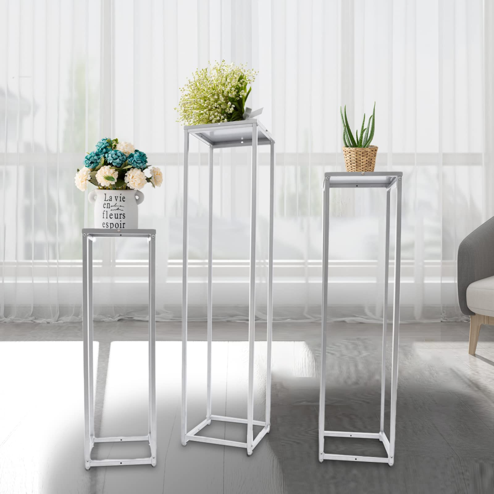 3Pcs Silber Metall Pflanzenstnder Blumenstnder | CNCEST