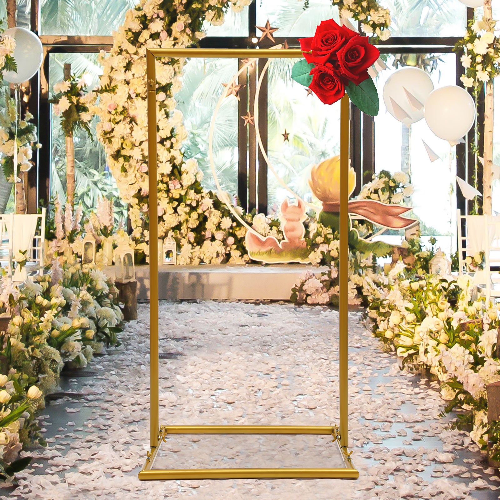 1X0.5M Gold Rosenbögen Hochzeitsbogen Eisen Blumenstand Hochzeit Für Hochzeit, Party, Kinderparty, Geburtstagsfeier Usw