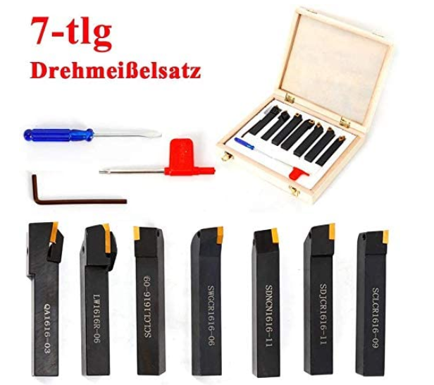 7 Stück Drehmaschine Tool Hartmetall Drehwerkzeuge Drehmeißel Drehstahl Satz Cutter Tool Set 16mm