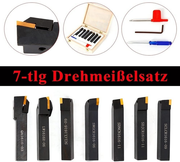 7 Stück Drehmaschine Tool Hartmetall Drehwerkzeuge Drehmeißel Drehstahl Satz Cutter Tool Set 16mm