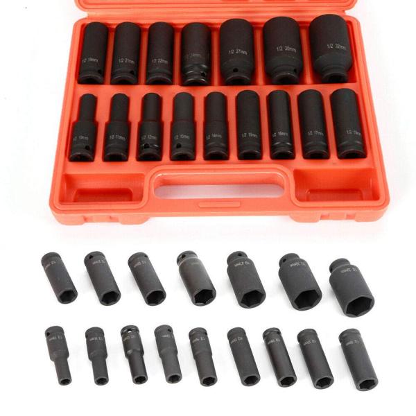 16tlg Schlagschrauber Nüsse Set 1/2 Zoll 10-32 Mm Stecknüsse Schlagnüsse Set