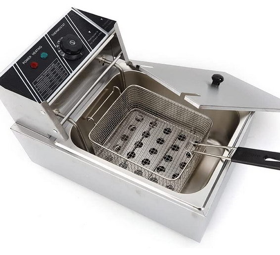 Elektrische Fritteuse 2500W Edelstahl Friteuse Temperatur Einstellbar mit Abnehmbarem Ölkorb Gastro Imbiss Friteuse für das Heimrestaurant