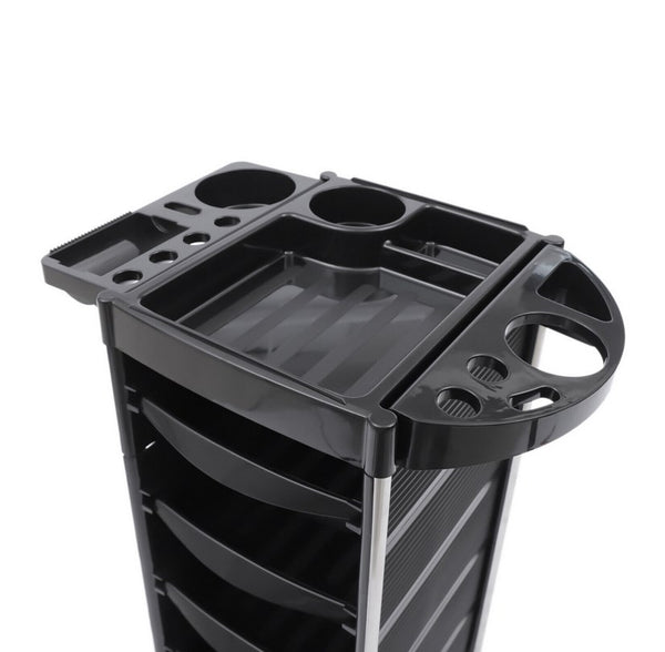 CNCEST Edelstahl Friseurwagen Friseur Arbeitswagen Bedienungswagen, Max Tragfähigkeit 8kg, Schwarz, Rechteckig