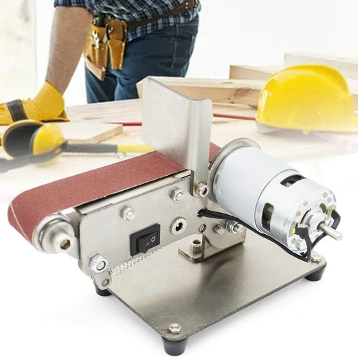 Mini elektrische Bandschleifer DIY Poliermaschine Schleifmaschine mit 795 Spindelmotor 24V 600 m/min