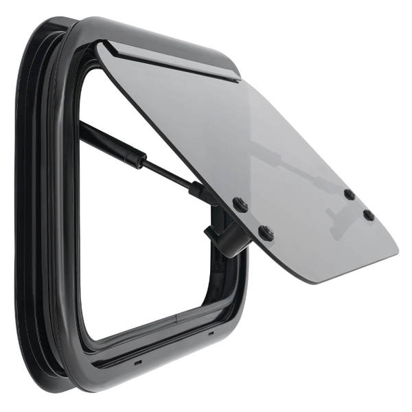 500 x 300 mm großes RV-Ausschiebefenster mit abgerundeten Ecken, RV-Fenster rechtwinkliges Schiebefenster, Fliegengitter und Sonnenschutz–Aluminiumlegierung