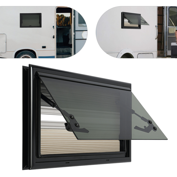 500x300mm CNCEST RV-Fenster rechtwinkliges Schiebefenster, RV-Wohnmobilfenster für Wohnmobile