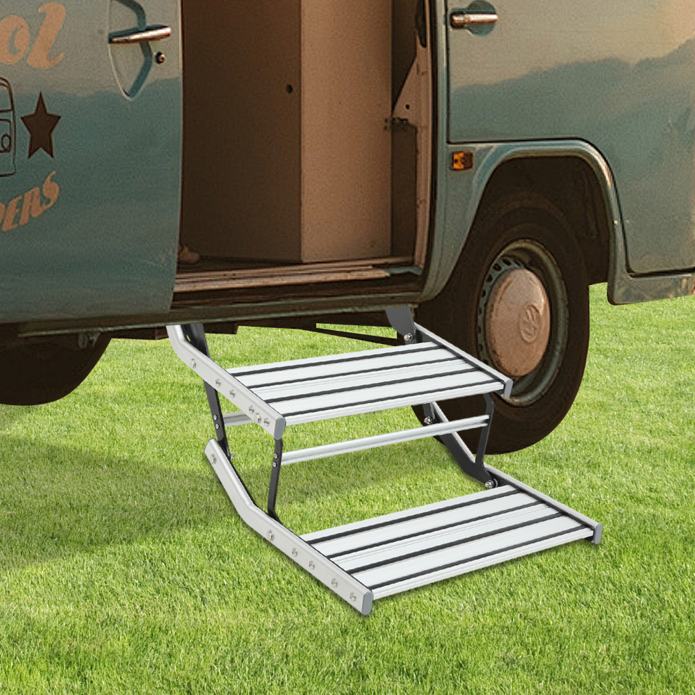 Doppelte Trittstufe für Wohnwagen, Wohnmobilstufen, manuelle Einstiegsstufe, Camping-Einstiegsstufe für Wohnmobile