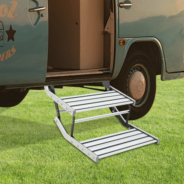Doppelte Trittstufe für Wohnwagen, Wohnmobilstufen, manuelle Einstiegsstufe, Camping-Einstiegsstufe für Wohnmobile Doppelte Trittstufe für Wohnwagen, Wohnmobilstufen, manuelle Einstiegsstufe, Camping-Einstiegsstufe für Wohnmobile