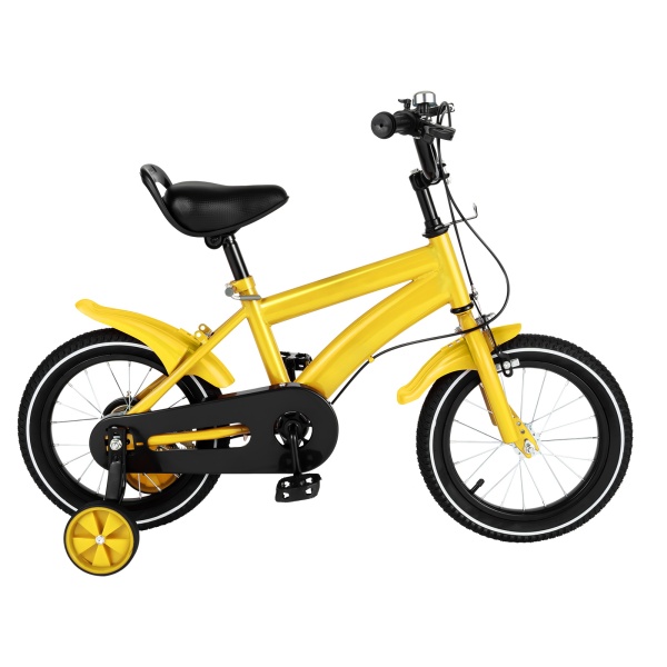 14" Kinder Fahrrad Kid Balance Reiten Bike mit Stützrädern Gelb