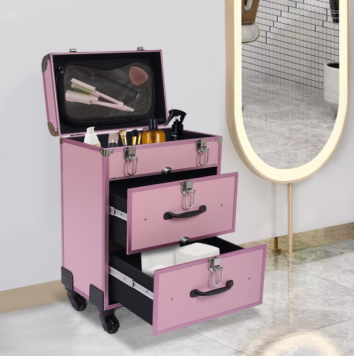 Schminkkoffer Mit LED-Spiegel & Rollen – Höhenverstellbar, 50 Kg Tragkraft – Für Friseure & Make-up-Artists