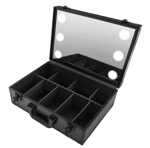 Schminkkoffer Mit Spiegel und Lichtern Cosmetic Organizer Box Kosmetiktasche Make-up Tragekoffer