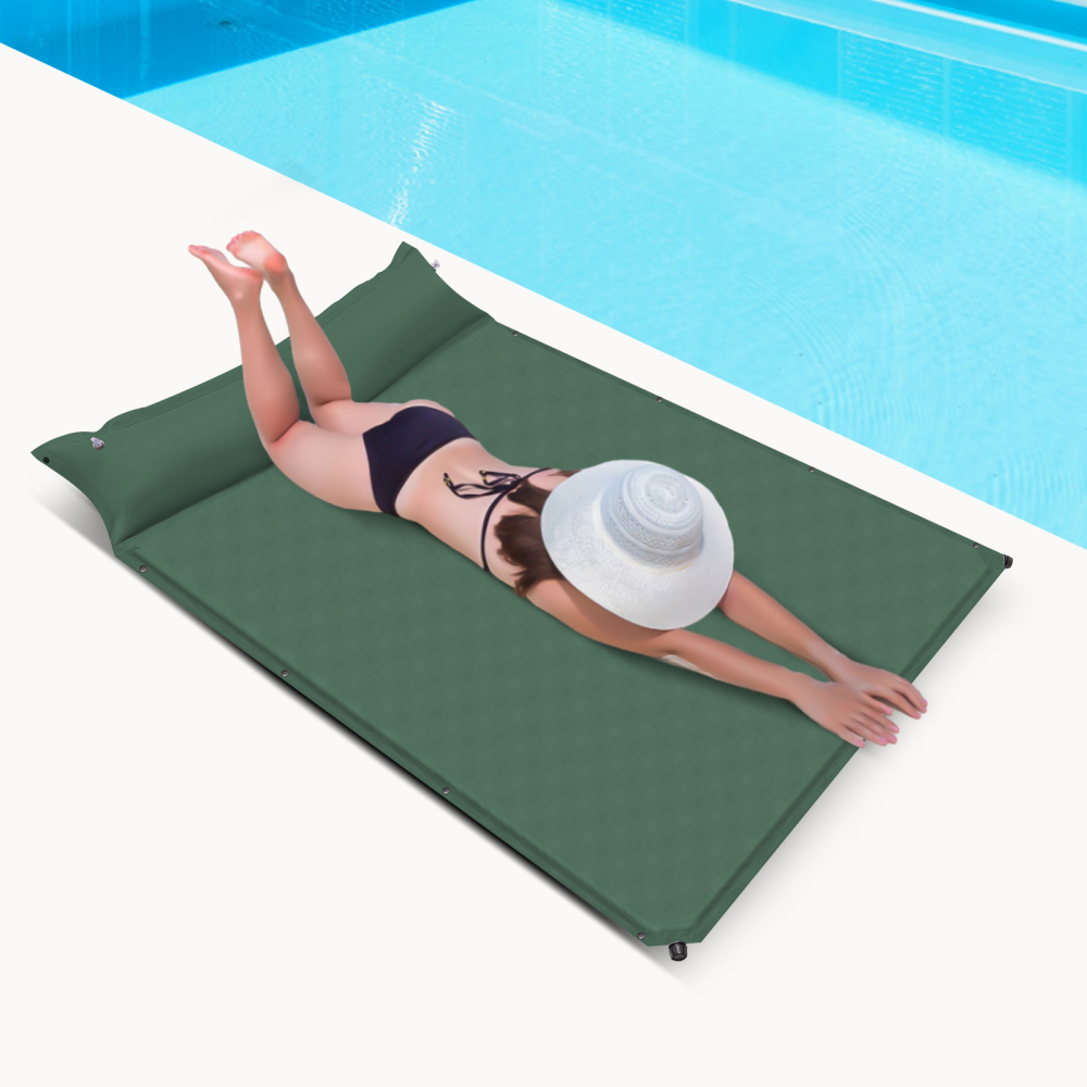 Selbstaufblasbare Luftmatratze, Selbstaufblasende Schlafmatte Praktisch für Camping im Freien, Rucksackreisen (Grün, Doppel (192 * 132 *
