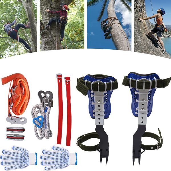 Baum Klettern Spike Set Baumklettern Ausrüstung Set 2-Gang mit Sicherheitsgurt Seil Einstellbare Kletterwerkzeug für Absturzsicherung
