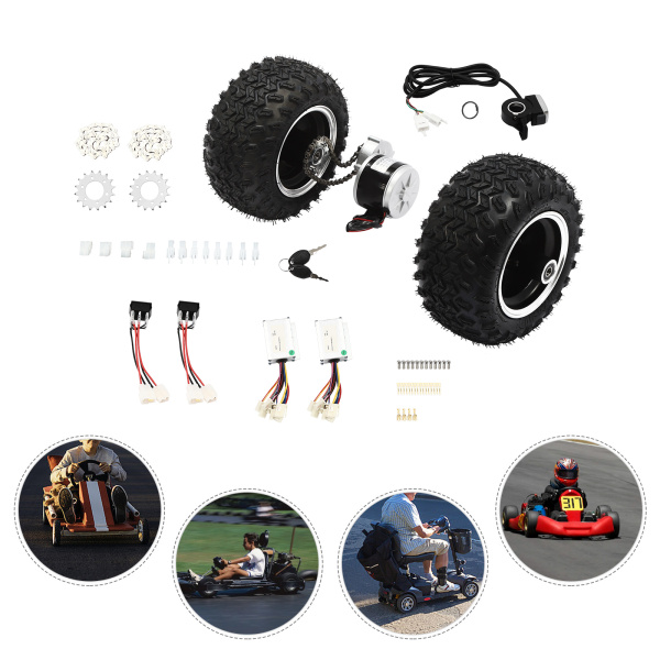 CNCEST 10" Daumensteuerung Motor Drive Air Wheel Conversion Kit Doppelradsatz für Elektro-Strandroller Radsatz für Elektro Cart Roller