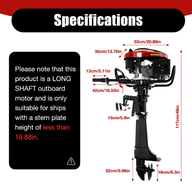 CNCEST 7PS 4-Takt Außenbordmotor Außenborder Benzinmotor Boots Luftkühlung