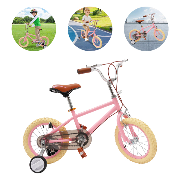 14 Zoll Kinderfahrrad für Mädchen/Jungen, für Kinder im Alter von 3-4 Jahren und einer Körpergröße von 90-110 cm (Rosa)