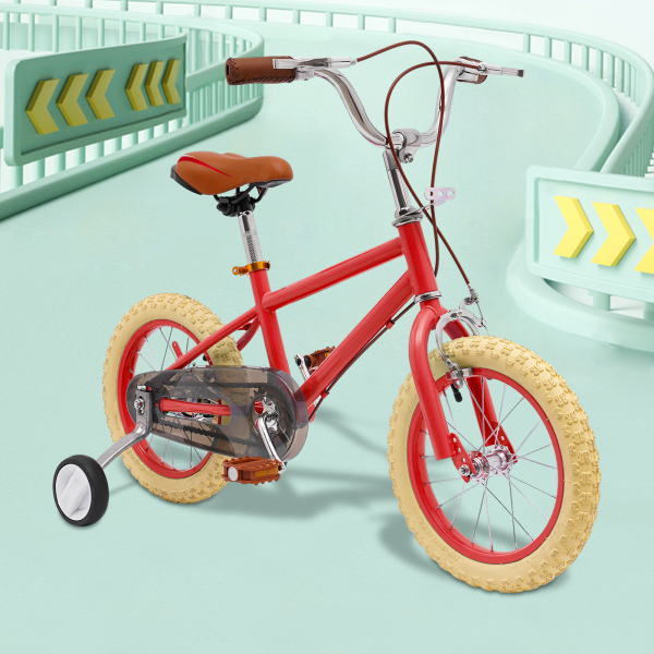 14 Zoll Kinderfahrrad mit Hilfsrädern - stabiles Fahrrad für Kinder von 3 bis 7 Jahren - maximale Belastung: 80 kg - geeignet für Stadt und Radwege (rot)