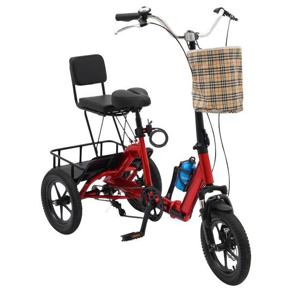 14 Zoll Dreirad für Erwachsene, Faltbares Dreirad Fahrrad Premium Erwachsene Dreirad