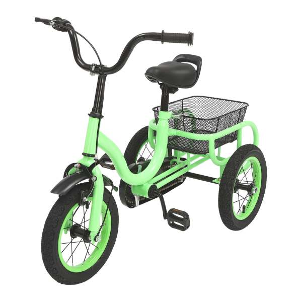 CNCEST 12 Zoll 3 Räder Dreirad Kinder Fahrräder für Jungen/Mädchen Single Speed Dreirad Fahrrad Hellgrünes Kinderfahrrad 3 Räder Fahrrad