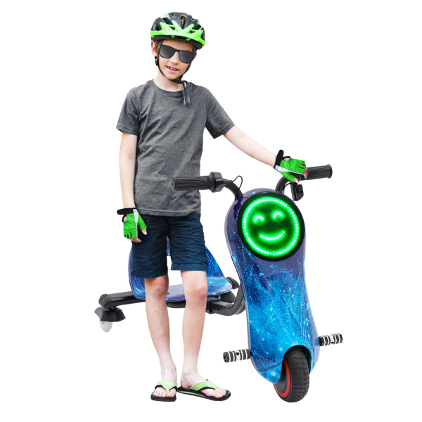 CNCEST Dreirad mit Elektromotor Kinder Elektro-Drift-Scooter Drift Trike Scooter Sternenhimmel blau