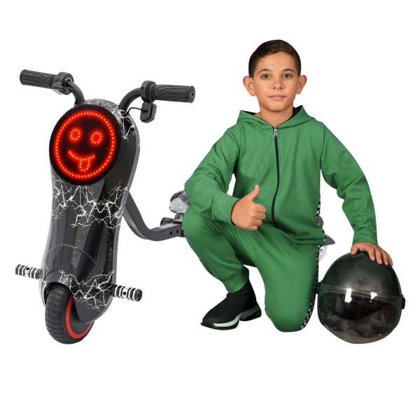 CNCEST Dreirad mit Elektromotor Kinder Elektro-Drift-Scooter Drift Trike Scooter Schwarz