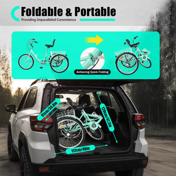 Dreirad für Erwachsene 24 Zoll Fahrrad mit Korb 3-Rad für Erwachsene