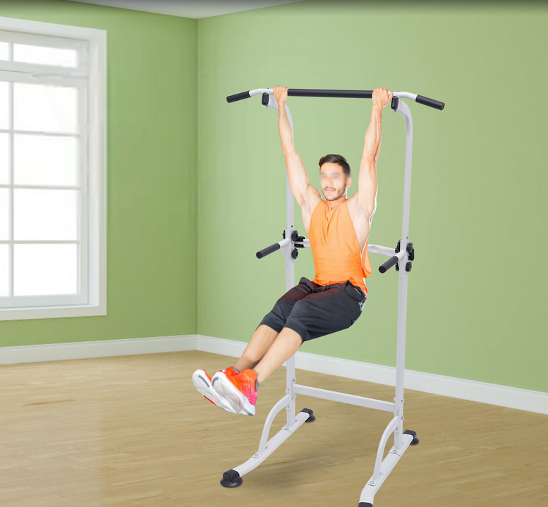 Multifunktions Kraftstation Fitnessstation Trainingsgerät, Klimmzugstation, Liegestützgriffe, （Weiss ）
