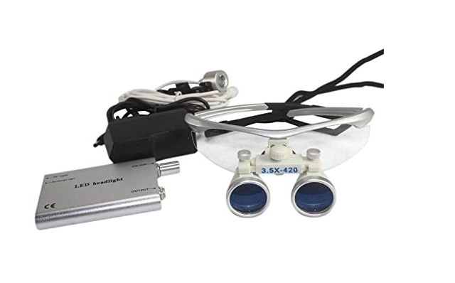 Lupenbrille Kopflupe Brillenlupe 3.5x420mm Loupe glass+Headlamp light