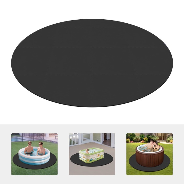 Runde, 196 cm x 12 mm große, isolierende EVA-Badewannenmatte – schwarz Runde, 196 cm x 12 mm große, isolierende EVA-Badewannenmatte – schwarz