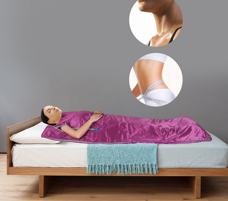 Fern-Infrarot-Sauna Decke Saunasack Körper Shaper Decke, 2 Zone Controller Professionelle Detox-Therapie (Lila)