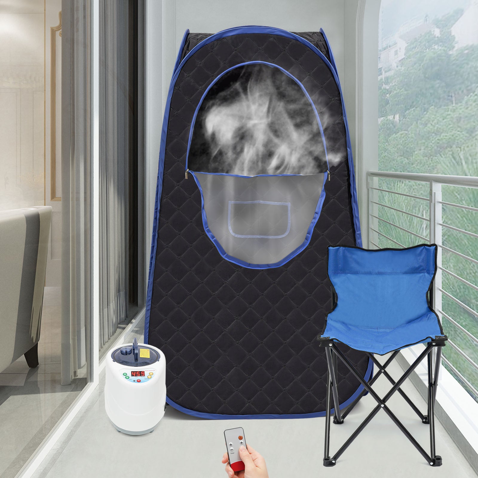 TopMaster Tragbare Sauna – Mit 1000 W Generator, Klappstuhl, Vollgröße